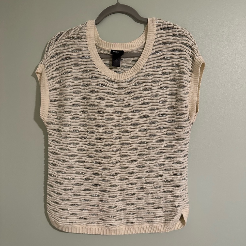 White House Black Market knit top in White and Silver. Perfect condition. Size M